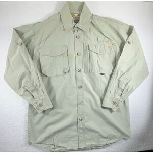 Allagash Shirt Men's M Light‎ Green Organic Cotton Utility Long Sleeve Safari